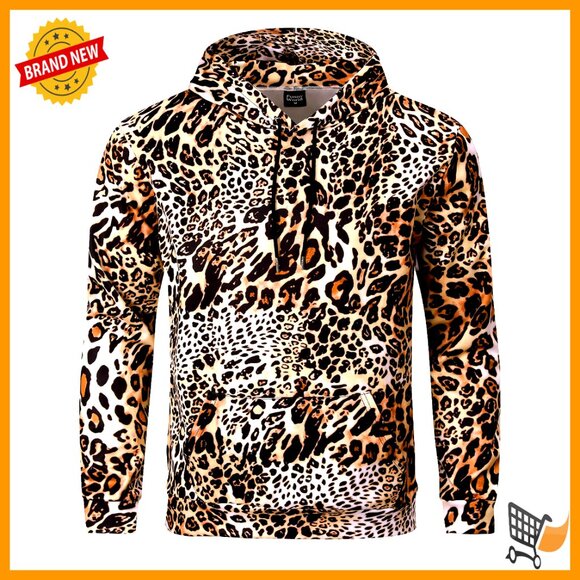 Animal Print Hoodie Graphic Sweatshirt Men's Long Sleeve Retro Y2K Casual